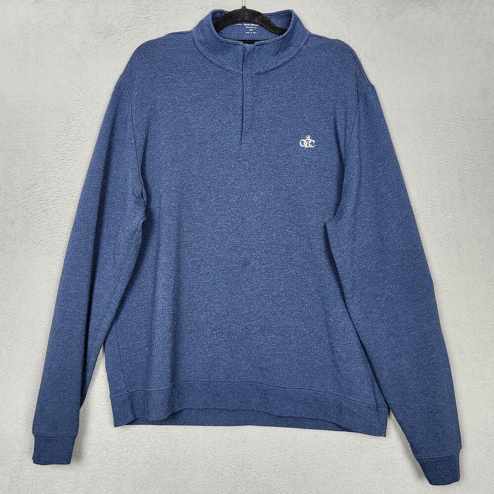 Holderness & Bourne Harper Pullover Mens XL Blue Heathered Atlantic 1/4 Zip